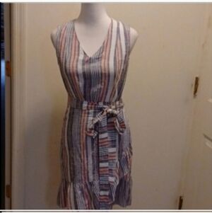 Barneys New York linen blend dress partial wrap mini